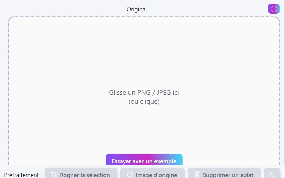 Glissez votre PNG ou JPEG (ou collez une capture d'écran)